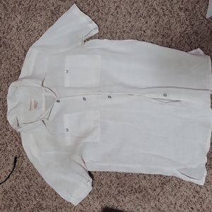 100% linen white button up